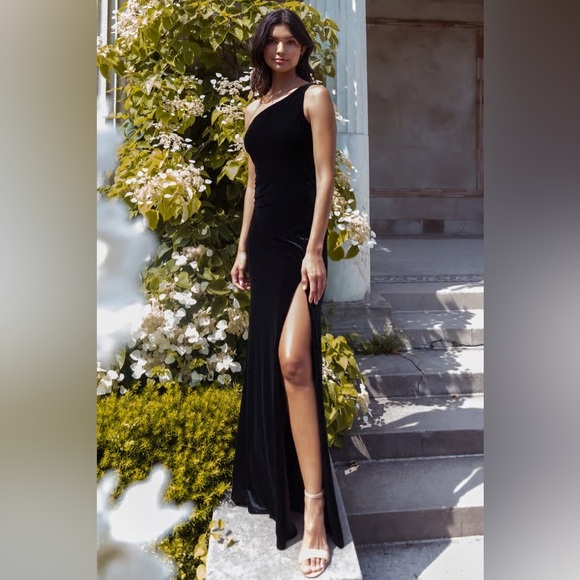 Jenny Yoo Cybill One Should Velvet Gown | Chambray Bluestone | Size 4 - Picture 2 of 15